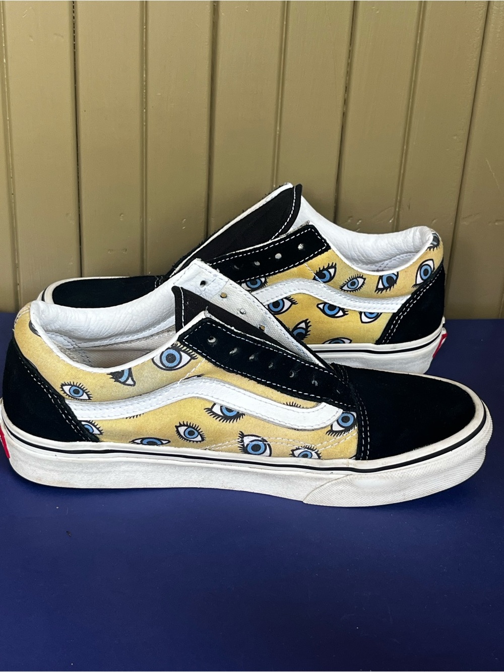 Vans Off the Wall Blue Eye Graphic Low-Top Skate Shoes 7 NO LACES